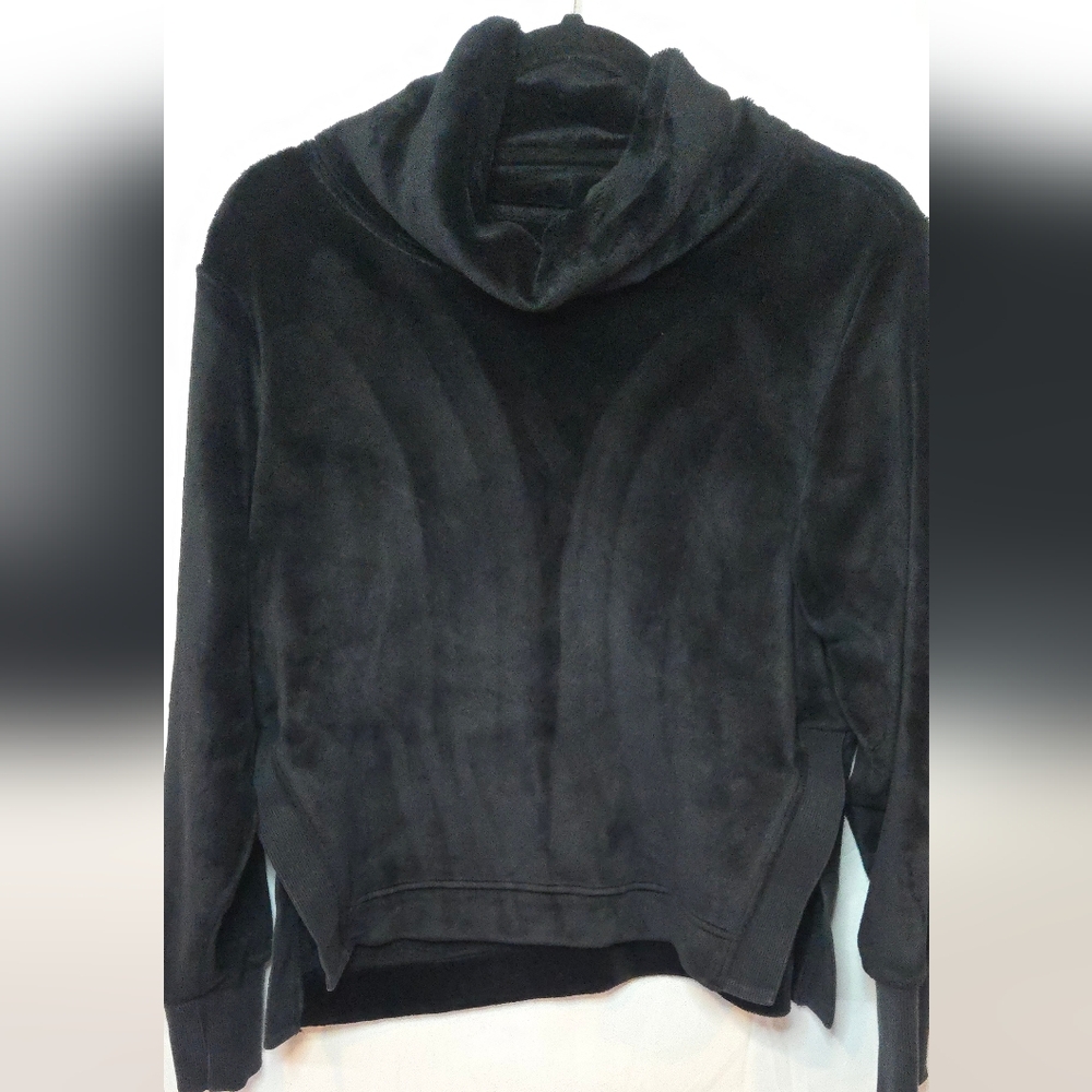 Athleta Double Cozy Karma Women's XS Black Cowl Neck Fleece Pullover Sweater